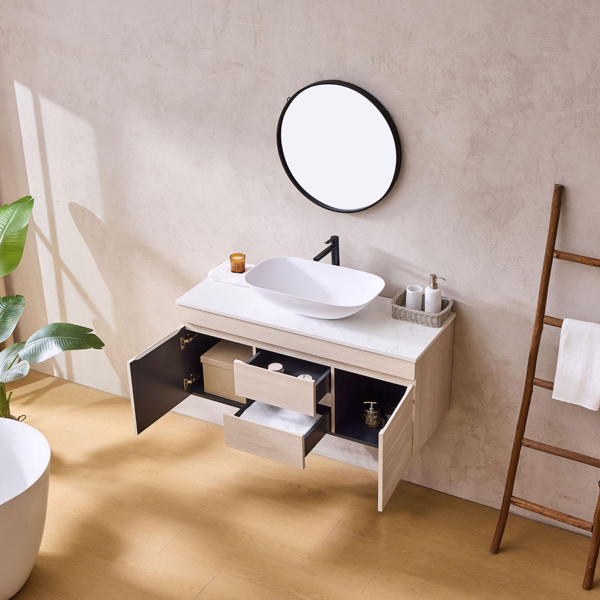 LUKKA CAMDEN MODERN COASTAL OAK 1200MM SINGLE BOWL WALL HUNG VANITY