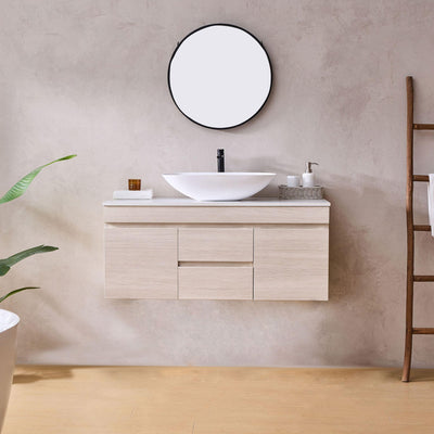 LUKKA CAMDEN MODERN COASTAL OAK 1200MM SINGLE BOWL WALL HUNG VANITY