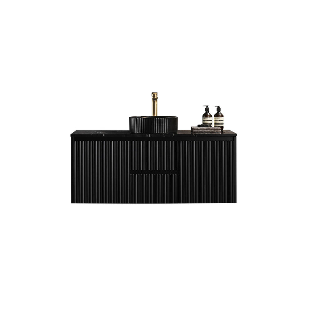 LUKKA CRETE MODERN MATTE BLACK 1200MM SINGLE BOWL WALL HUNG VANITY (AVAILABLE IN MIDDLE, LEFT AND RIGHT HAND DRAWER)