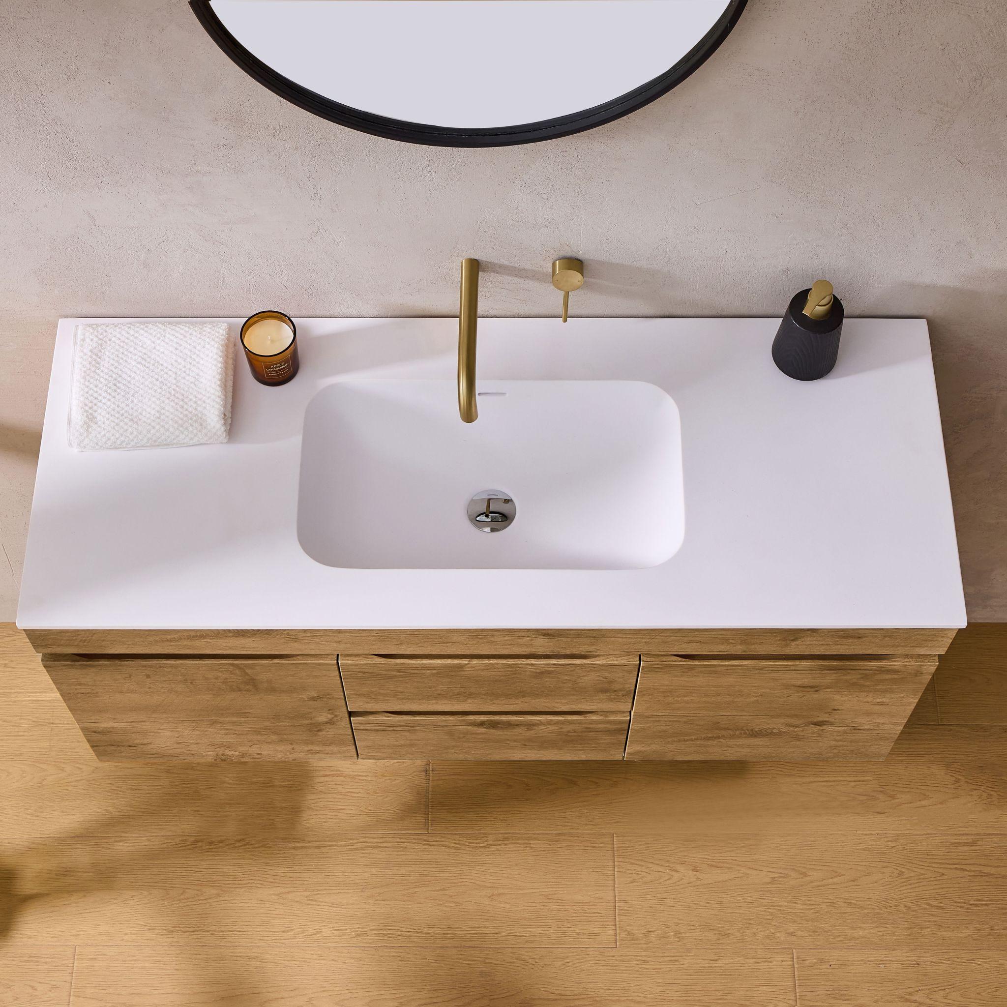 LUKKA CAMDEN MODERN PRIME OAK 1200MM SINGLE BOWL WALL HUNG VANITY