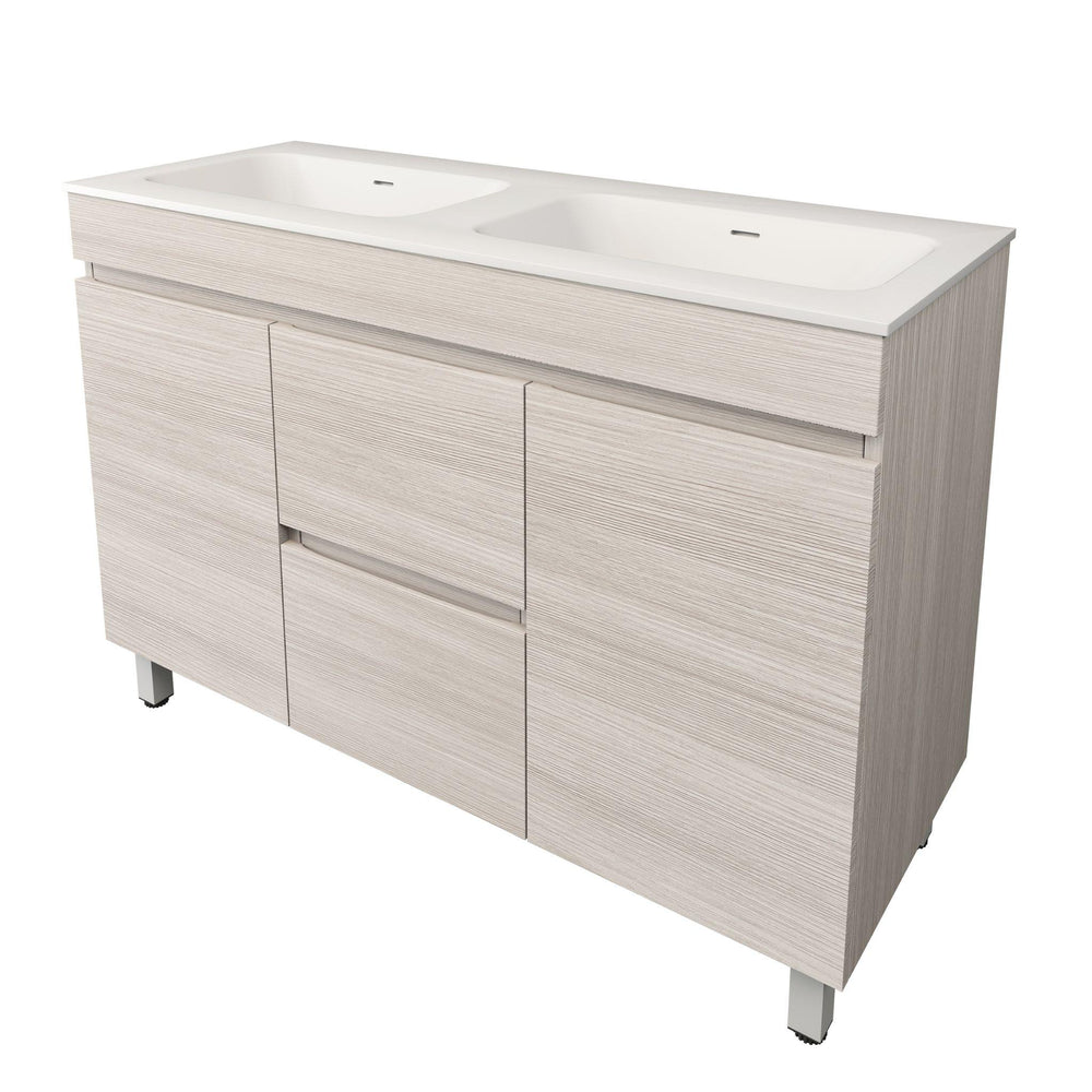 LUKKA CAMDEN MODERN COASTAL OAK 1200MM DOUBLE BOWL FLOOR STANDING VANITY