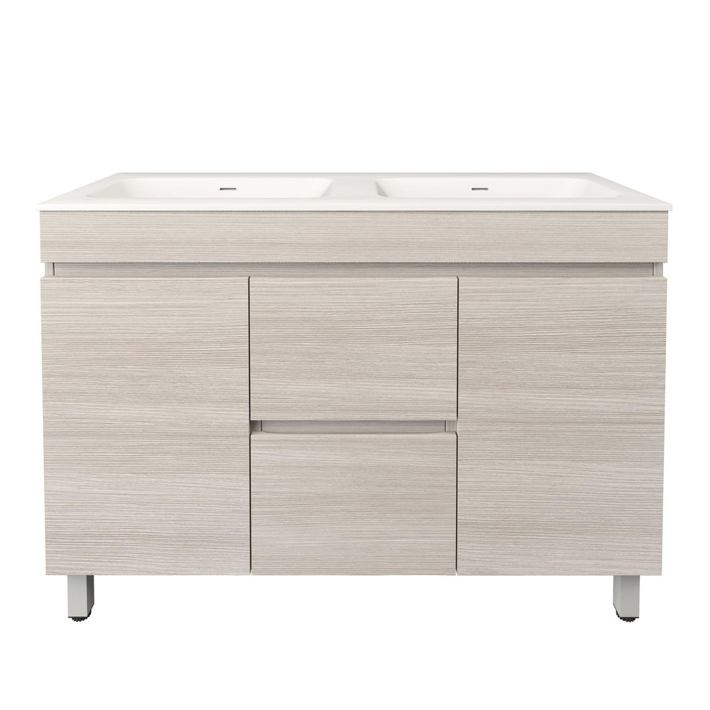 LUKKA CAMDEN MODERN COASTAL OAK 1200MM DOUBLE BOWL FLOOR STANDING VANITY