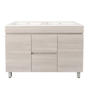 LUKKA CAMDEN MODERN COASTAL OAK 1200MM DOUBLE BOWL FLOOR STANDING VANITY
