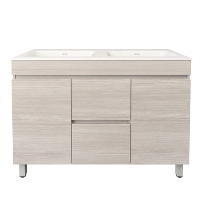 LUKKA CAMDEN MODERN COASTAL OAK 1200MM DOUBLE BOWL FLOOR STANDING VANITY