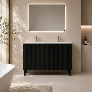LUKKA CRETE MODERN MATTE BLACK 1200MM DOUBLE BOWL FLOOR STANDING VANITY