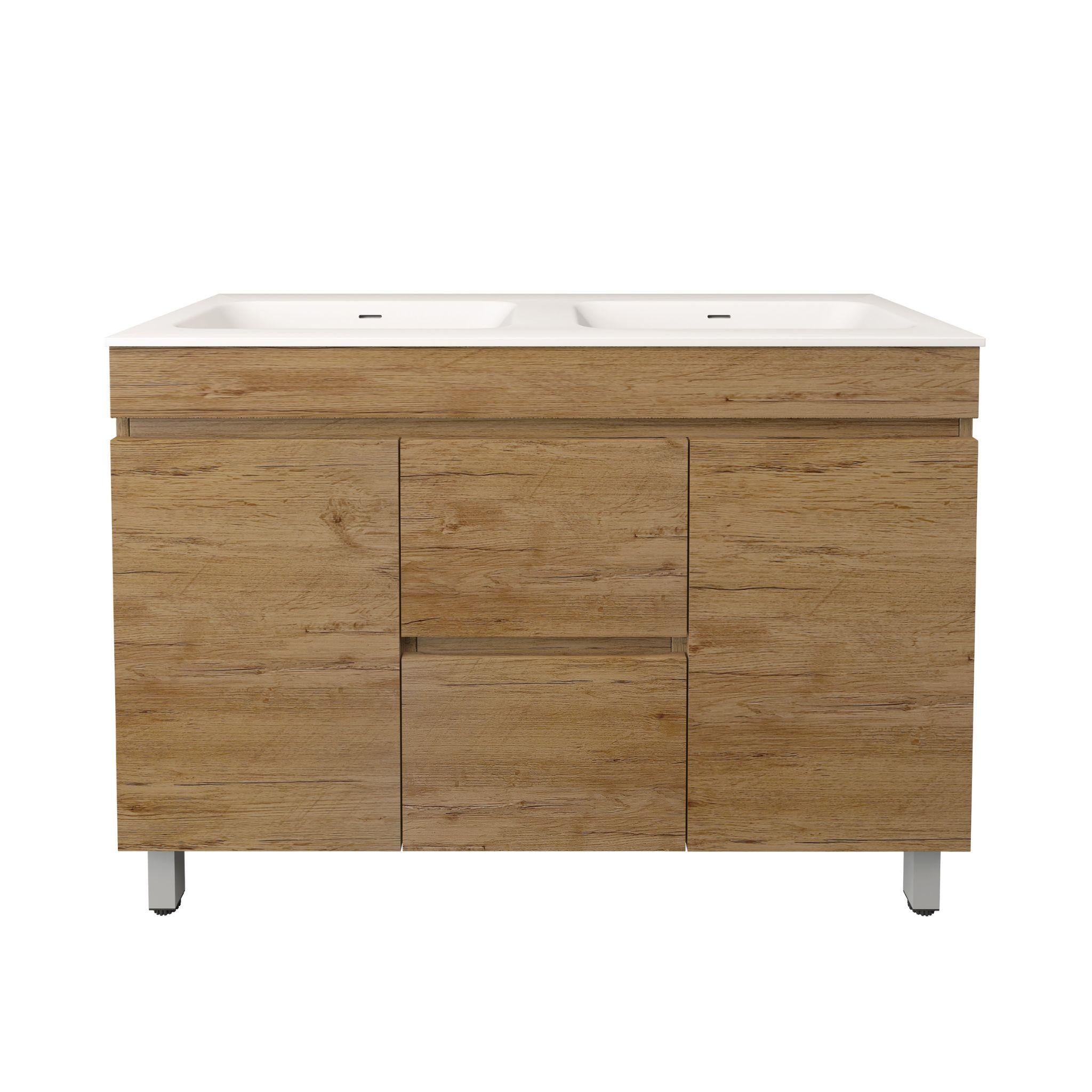 LUKKA CAMDEN MODERN PRIME OAK 1200MM DOUBLE BOWL FLOOR STANDING VANITY