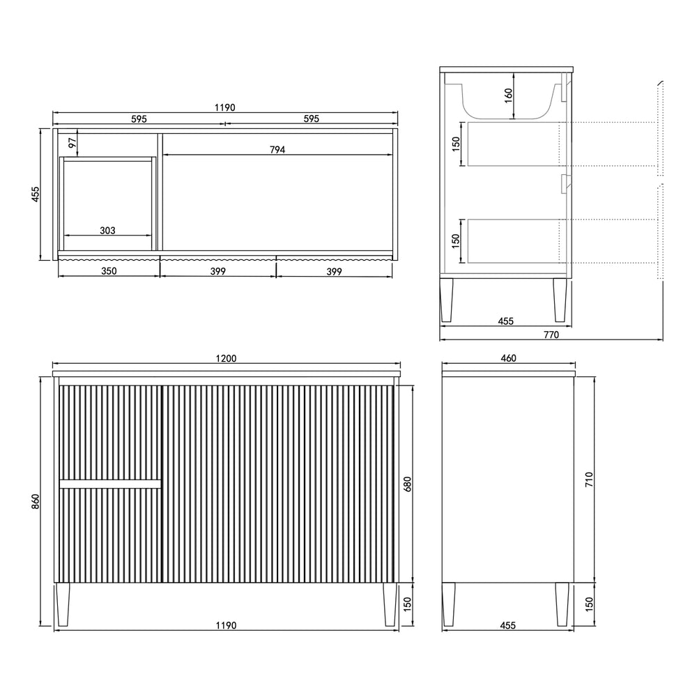 LUKKA CRETE MODERN MATTE WHITE 1200MM SINGLE BOWL FLOOR STANDING VANITY (AVAILABLE IN LEFT AND RIGHT HAND DRAWER)