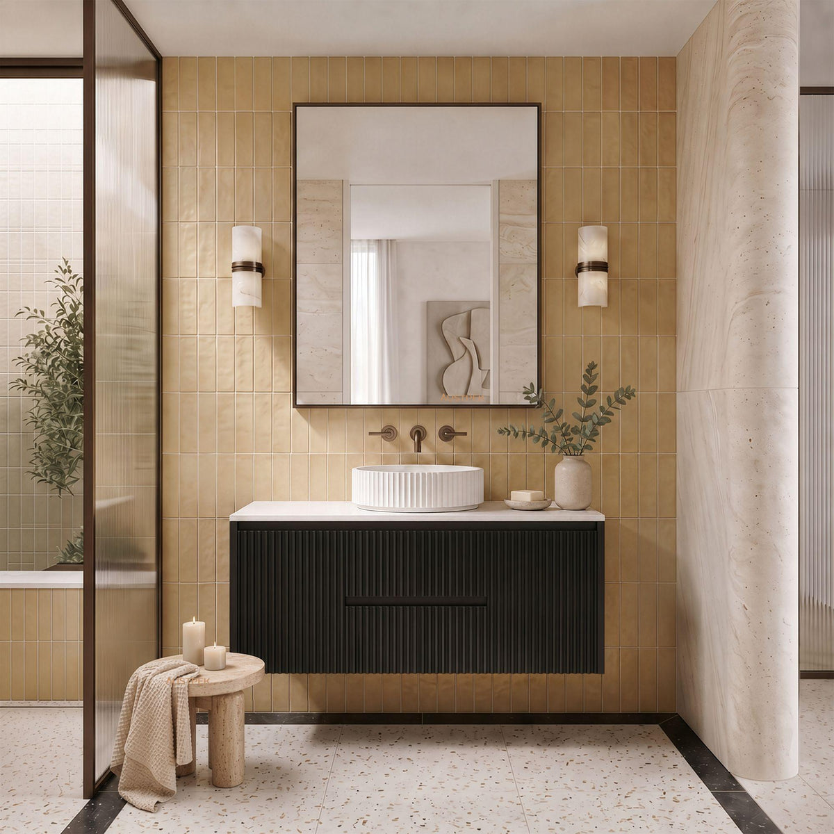 LUKKA CRETE MODERN MATTE BLACK 1200MM SINGLE BOWL WALL HUNG VANITY (AVAILABLE IN MIDDLE, LEFT AND RIGHT HAND DRAWER)