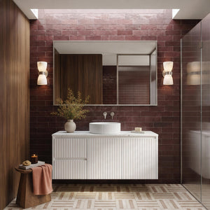 LUKKA CRETE MODERN MATTE WHITE 1200MM SINGLE BOWL WALL HUNG VANITY (AVAILABLE IN MIDDLE, LEFT AND RIGHT HAND DRAWER)