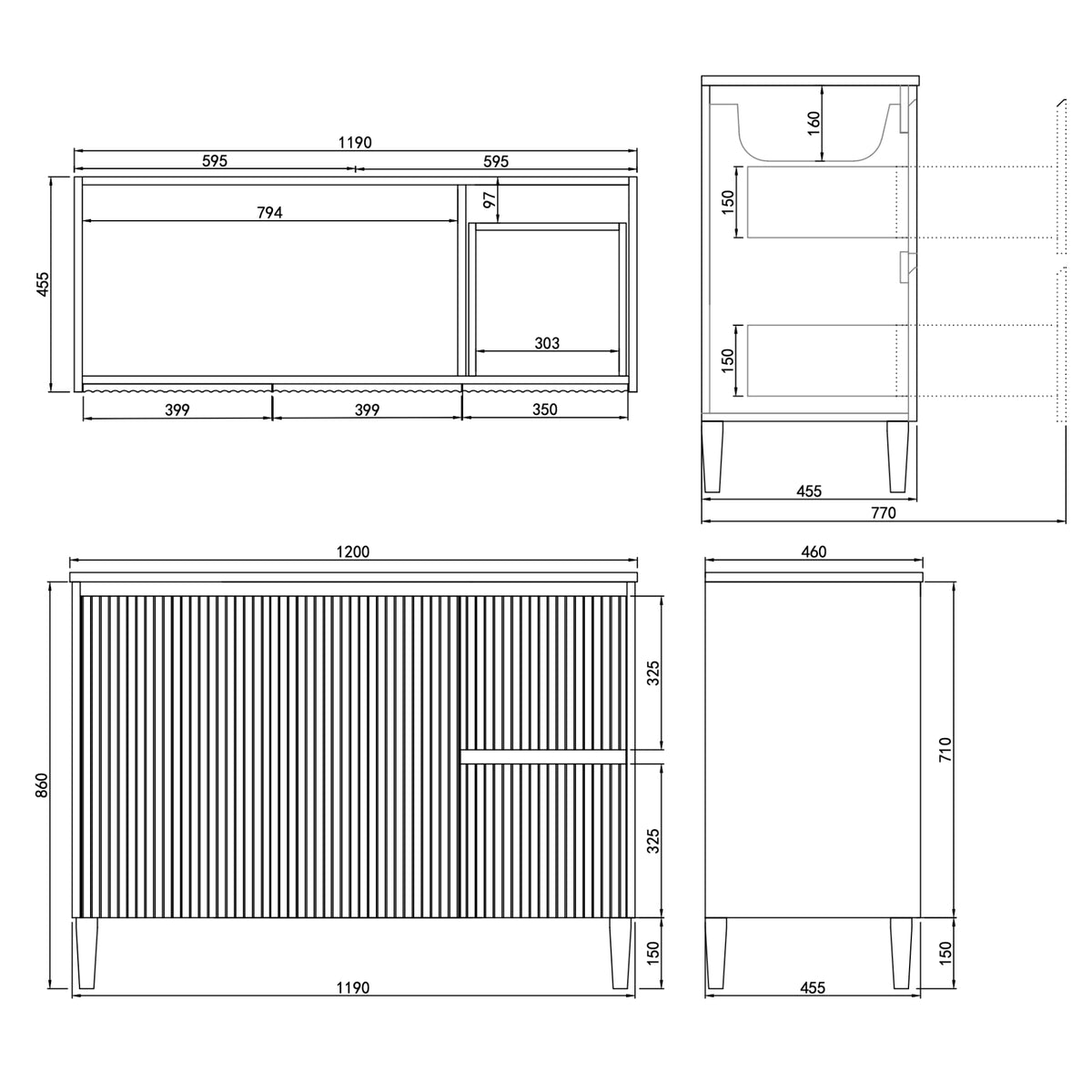 LUKKA CRETE MODERN MATTE WHITE 1200MM SINGLE BOWL FLOOR STANDING VANITY (AVAILABLE IN LEFT AND RIGHT HAND DRAWER)