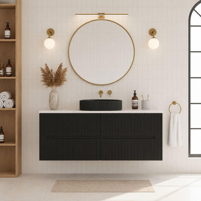LUKKA CABARITA MODERN MATTE BLACK 1500MM SINGLE BOWL WALL HUNG VANITY