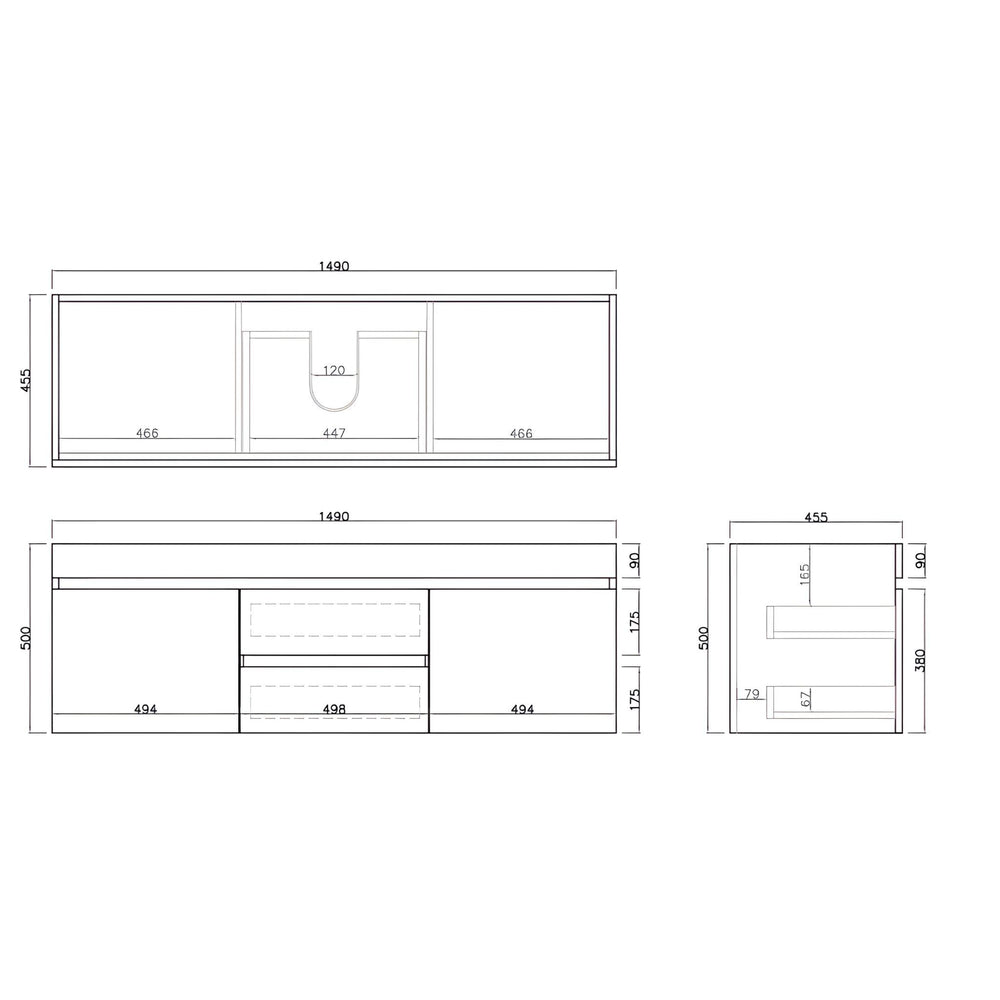 LUKKA CAMDEN MODERN COASTAL OAK 1500MM DOUBLE BOWL WALL HUNG VANITY