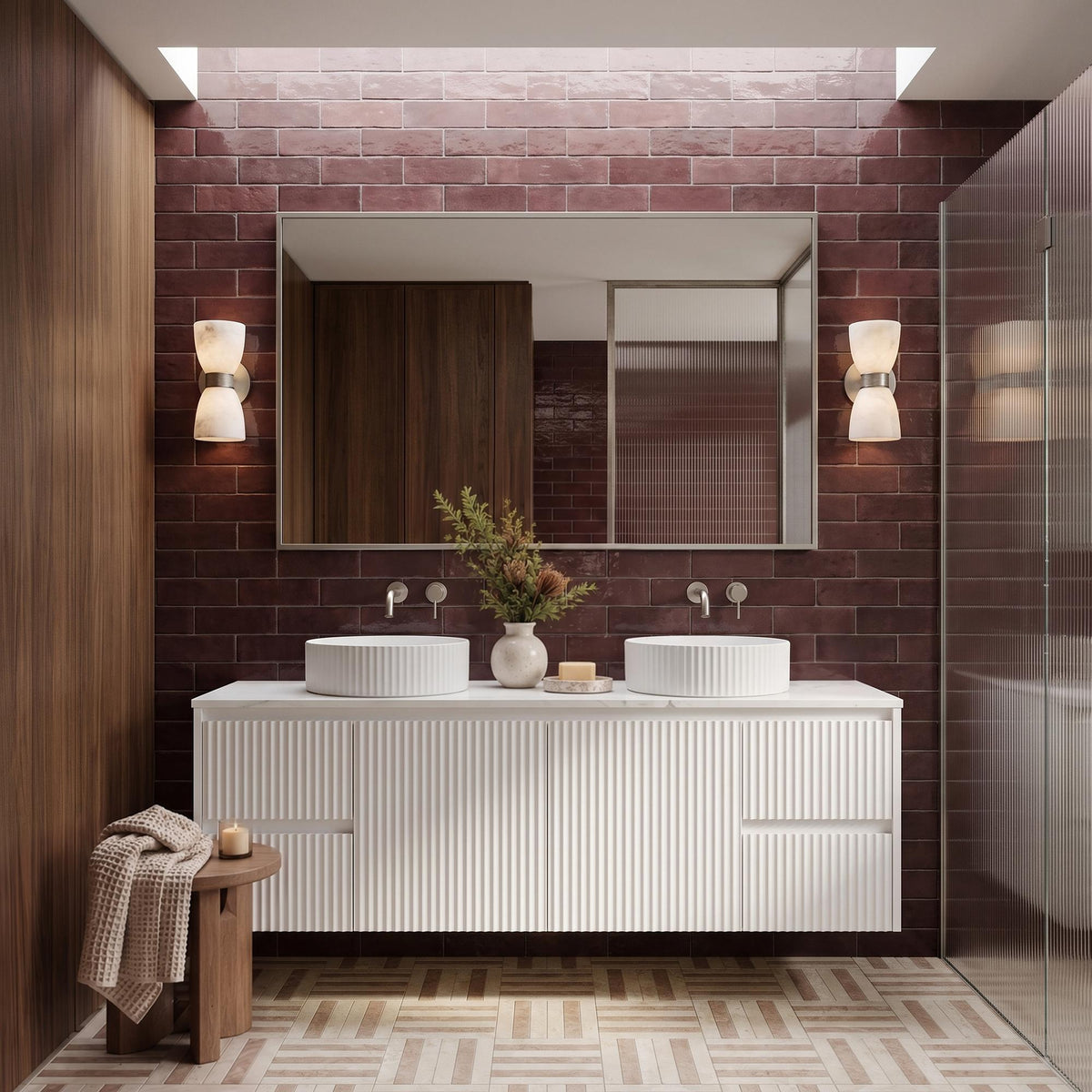 LUKKA CRETE MODERN MATTE WHITE 1500MM DOUBLE BOWL WALL HUNG VANITY (AVAILABLE IN MIDDLE, LEFT AND RIGHT HAND DRAWER)