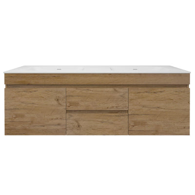 LUKKA CAMDEN MODERN PRIME OAK 1500MM DOUBLE BOWL WALL HUNG VANITY