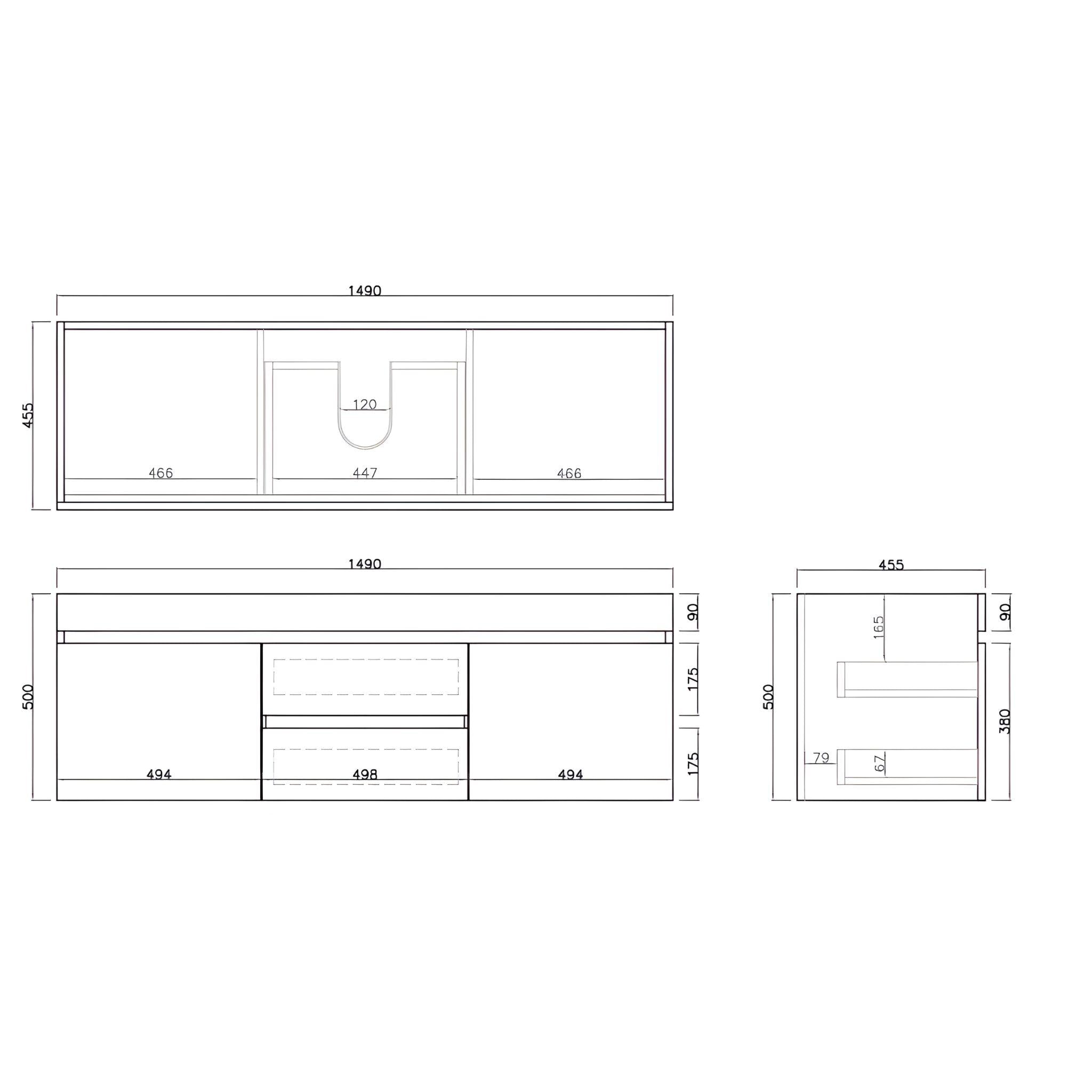 LUKKA CAMDEN MODERN PRIME OAK 1500MM DOUBLE BOWL WALL HUNG VANITY