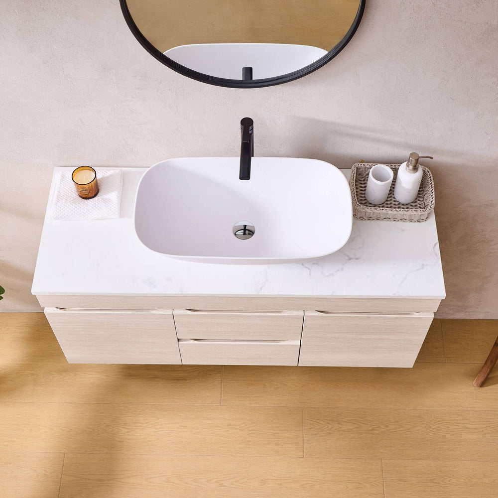 LUKKA CAMDEN MODERN COASTAL OAK 1500MM SINGLE BOWL WALL HUNG VANITY