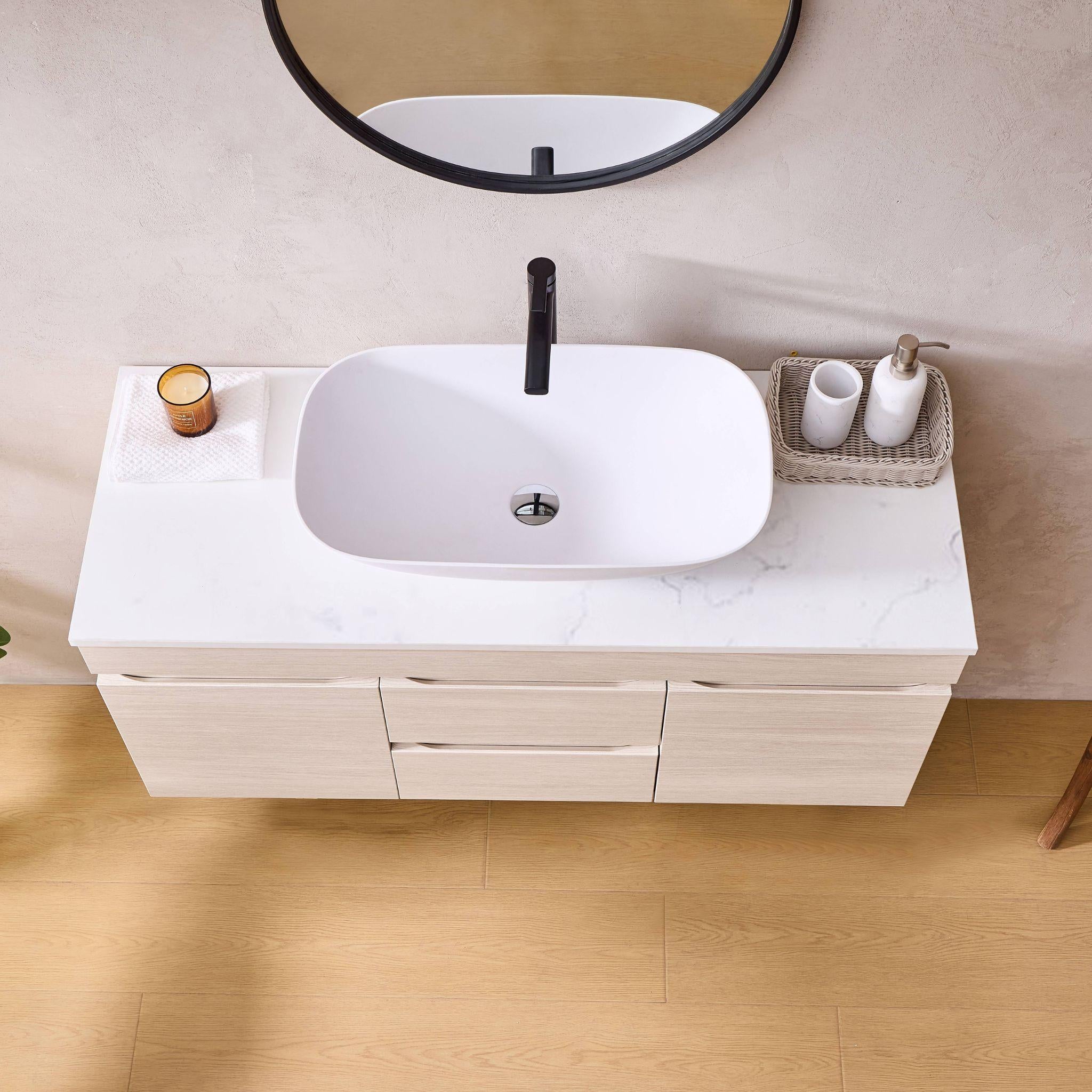 LUKKA CAMDEN MODERN COASTAL OAK 1500MM SINGLE BOWL WALL HUNG VANITY
