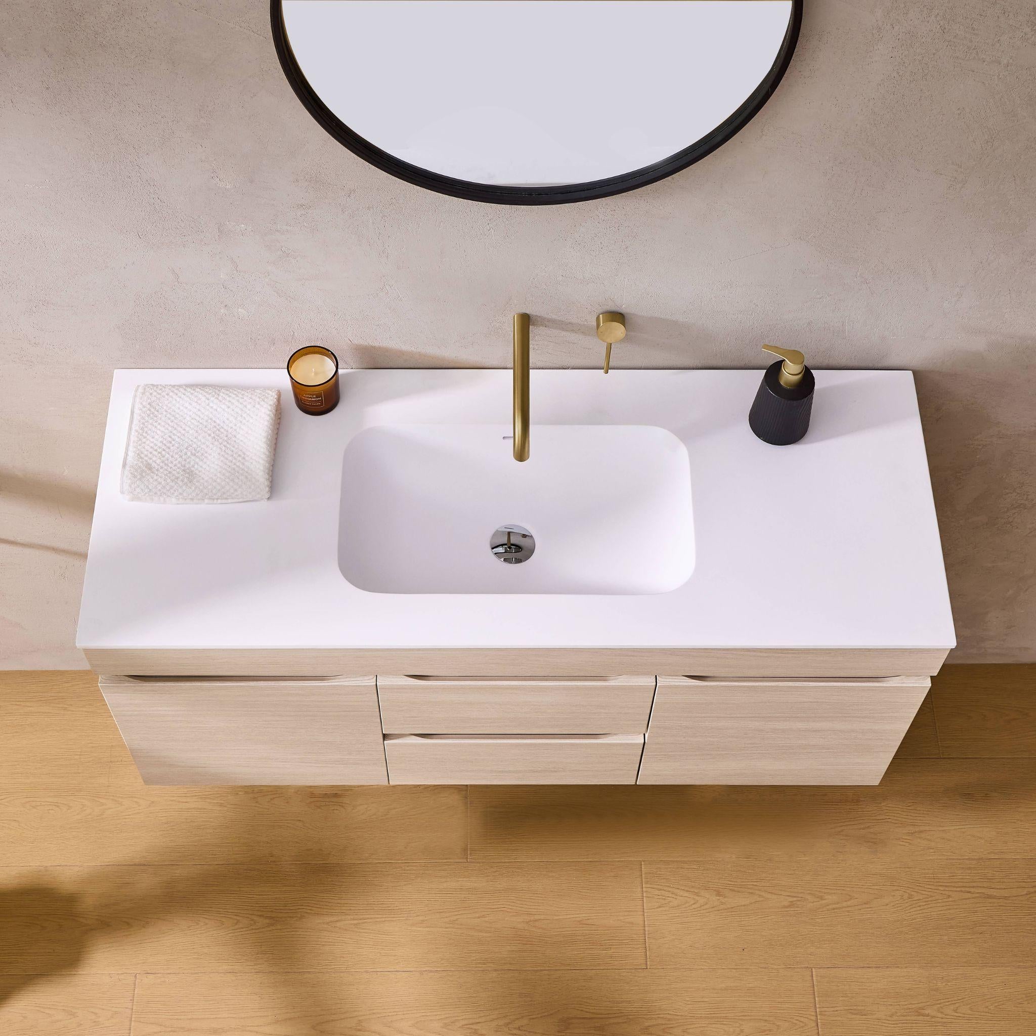 LUKKA CAMDEN MODERN COASTAL OAK 1500MM SINGLE BOWL WALL HUNG VANITY