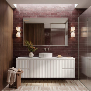LUKKA CRETE MODERN MATTE WHITE 1500MM SINGLE BOWL WALL HUNG VANITY (AVAILABLE IN MIDDLE, LEFT AND RIGHT HAND DRAWER)