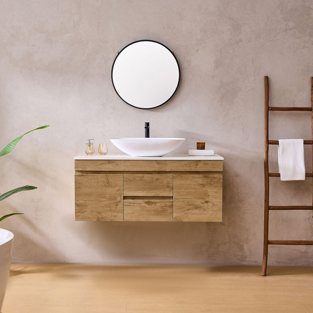 LUKKA CAMDEN MODERN PRIME OAK 1500MM SINGLE BOWL WALL HUNG VANITY