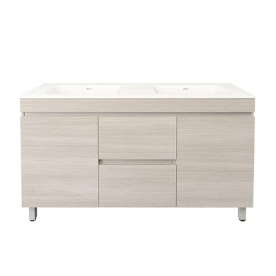 LUKKA CAMDEN MODERN COASTAL OAK 1500MM DOUBLE BOWL FLOOR STANDING VANITY