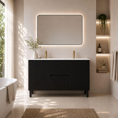 LUKKA CRETE MODERN MATTE BLACK 1500MM DOUBLE BOWL FLOOR STANDING VANITY