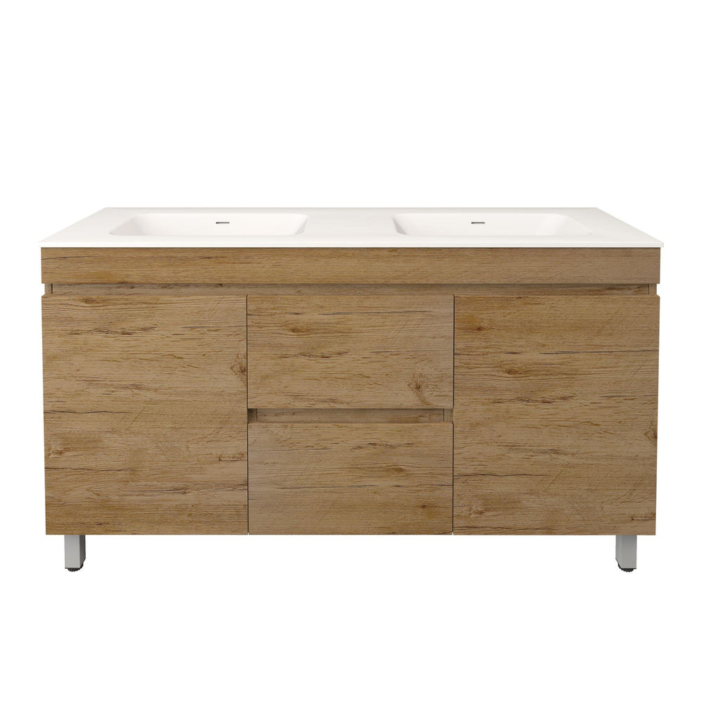 LUKKA CAMDEN MODERN PRIME OAK 1500MM DOUBLE BOWL FLOOR STANDING VANITY