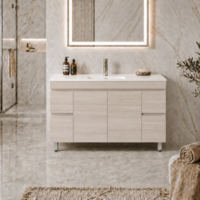 LUKKA CAMDEN MODERN COASTAL OAK 1500MM SINGLE BOWL FLOOR STANDING VANITY