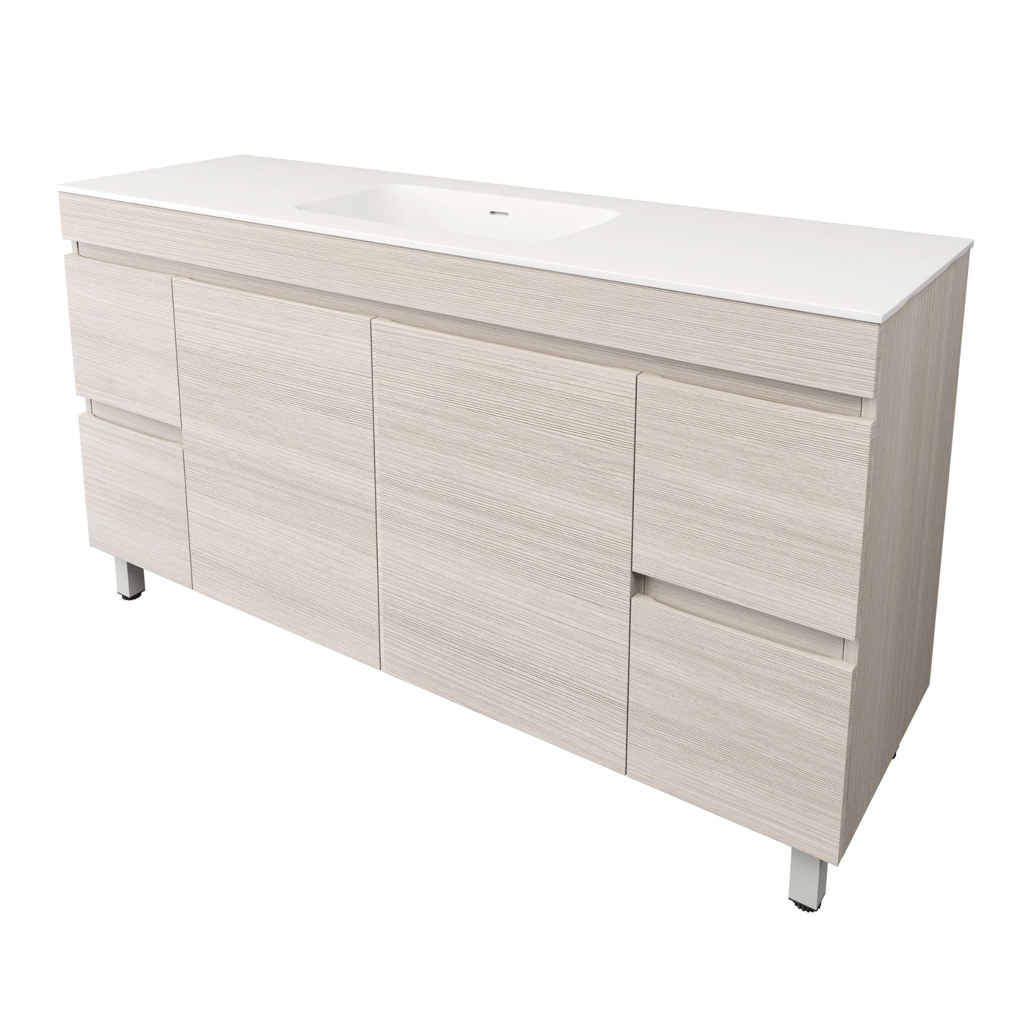 LUKKA CAMDEN MODERN COASTAL OAK 1500MM SINGLE BOWL FLOOR STANDING VANITY