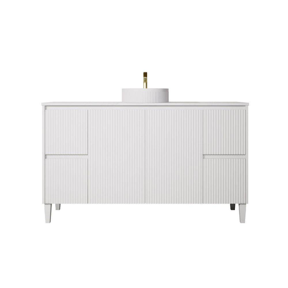 LUKKA CRETE MODERN MATTE WHITE 1500MM SINGLE BOWL FLOOR STANDING VANITY