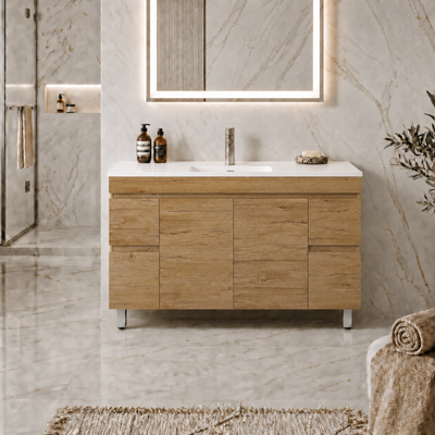 LUKKA CAMDEN MODERN PRIME OAK 1500MM SINGLE BOWL FLOOR STANDING VANITY