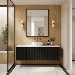 LUKKA CRETE MODERN MATTE BLACK 1500MM SINGLE BOWL WALL HUNG VANITY (AVAILABLE IN MIDDLE, LEFT AND RIGHT HAND DRAWER)