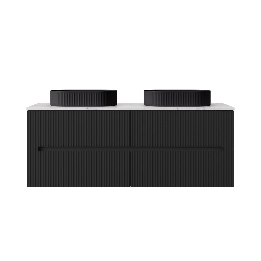 LUKKA CABARITA MODERN MATTE BLACK 1500MM DOUBLE BOWL WALL HUNG VANITY