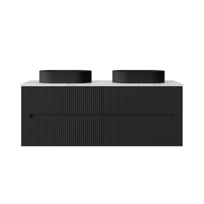 LUKKA CABARITA MODERN MATTE BLACK 1500MM DOUBLE BOWL WALL HUNG VANITY