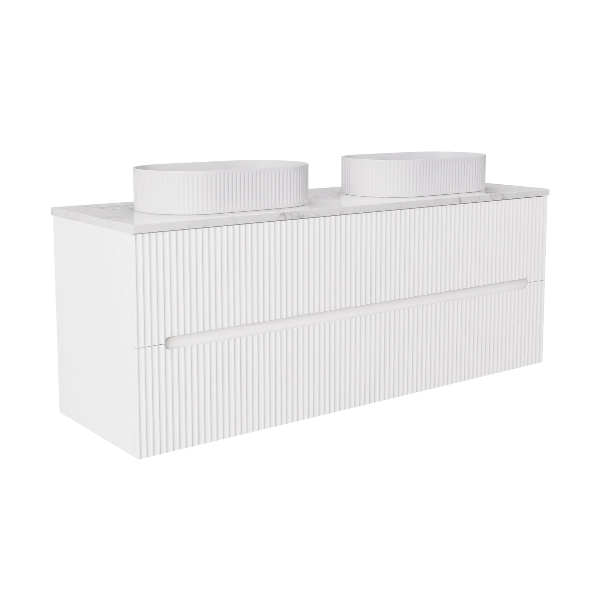 LUKKA CABARITA MORDEN MATTE WHITE 1500MM DOUBLE BOWL WALL HUNG VANITY