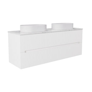 LUKKA CABARITA MODERN MATTE WHITE 1500MM DOUBLE BOWL WALL HUNG VANITY