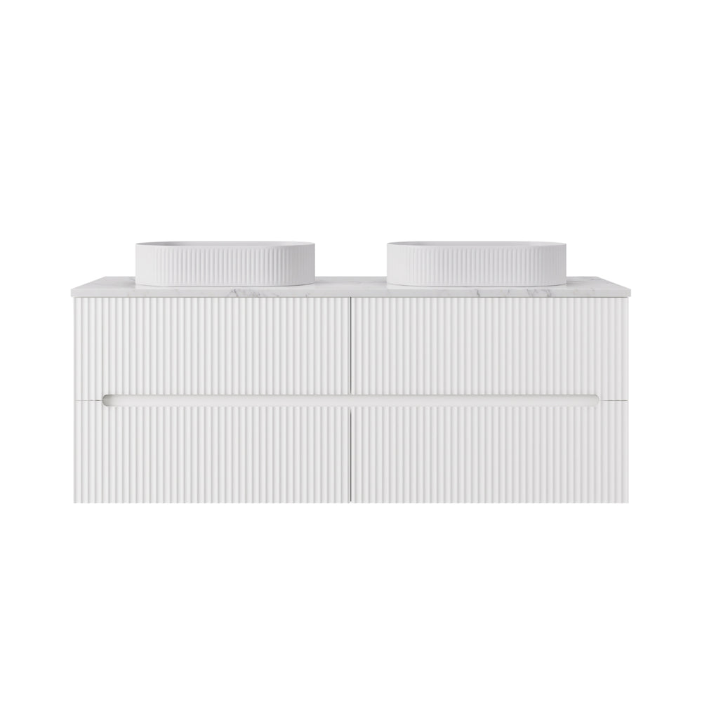 LUKKA CABARITA MODERN MATTE WHITE 1500MM DOUBLE BOWL WALL HUNG VANITY