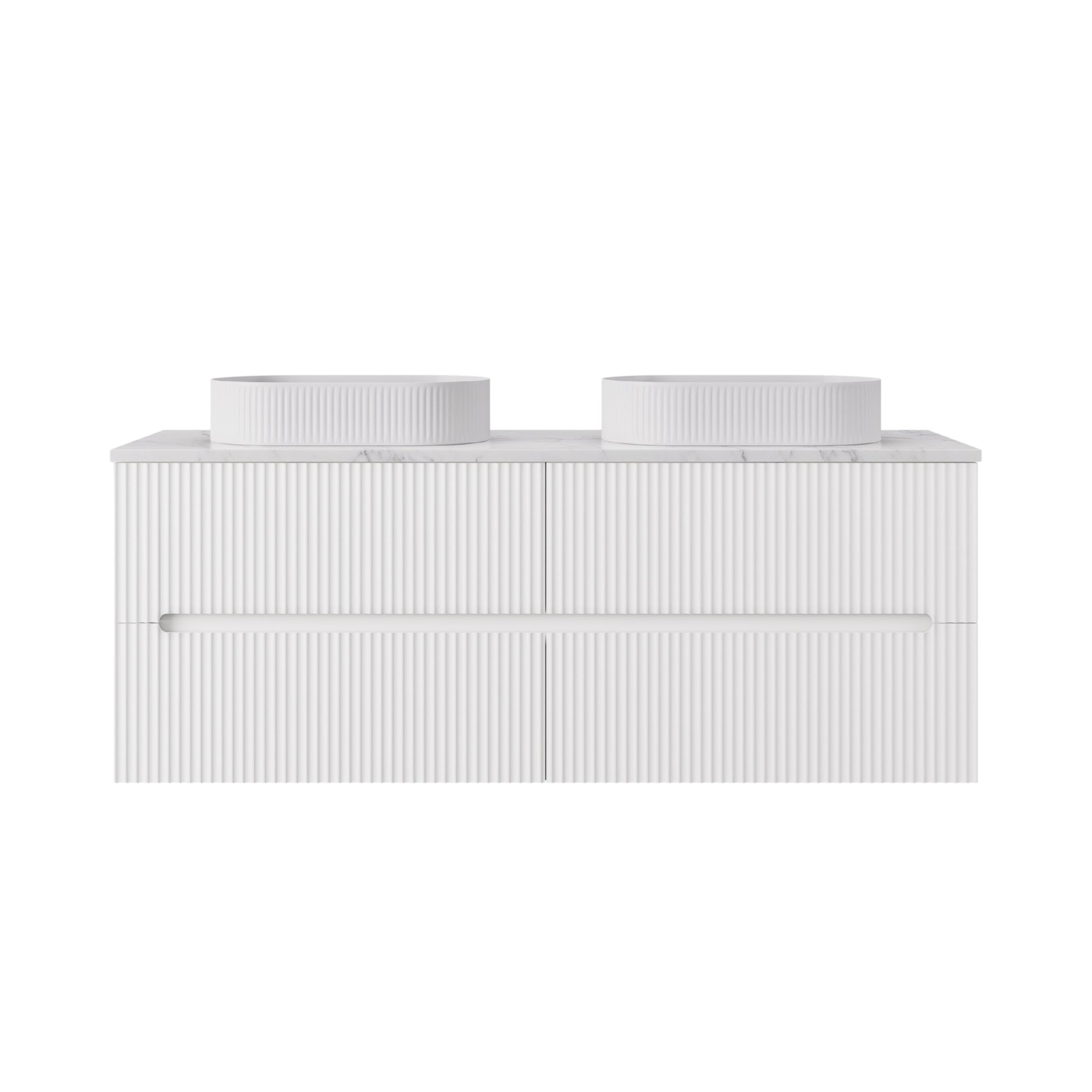 LUKKA CABARITA MORDEN MATTE WHITE 1500MM DOUBLE BOWL WALL HUNG VANITY