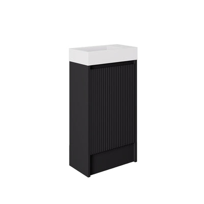 LUKKA CRETE MINI MATTE BLACK 450MM SPACE SAVING SINGLE BOWL FLOOR STANDING VANITY WITH KICKBOARD