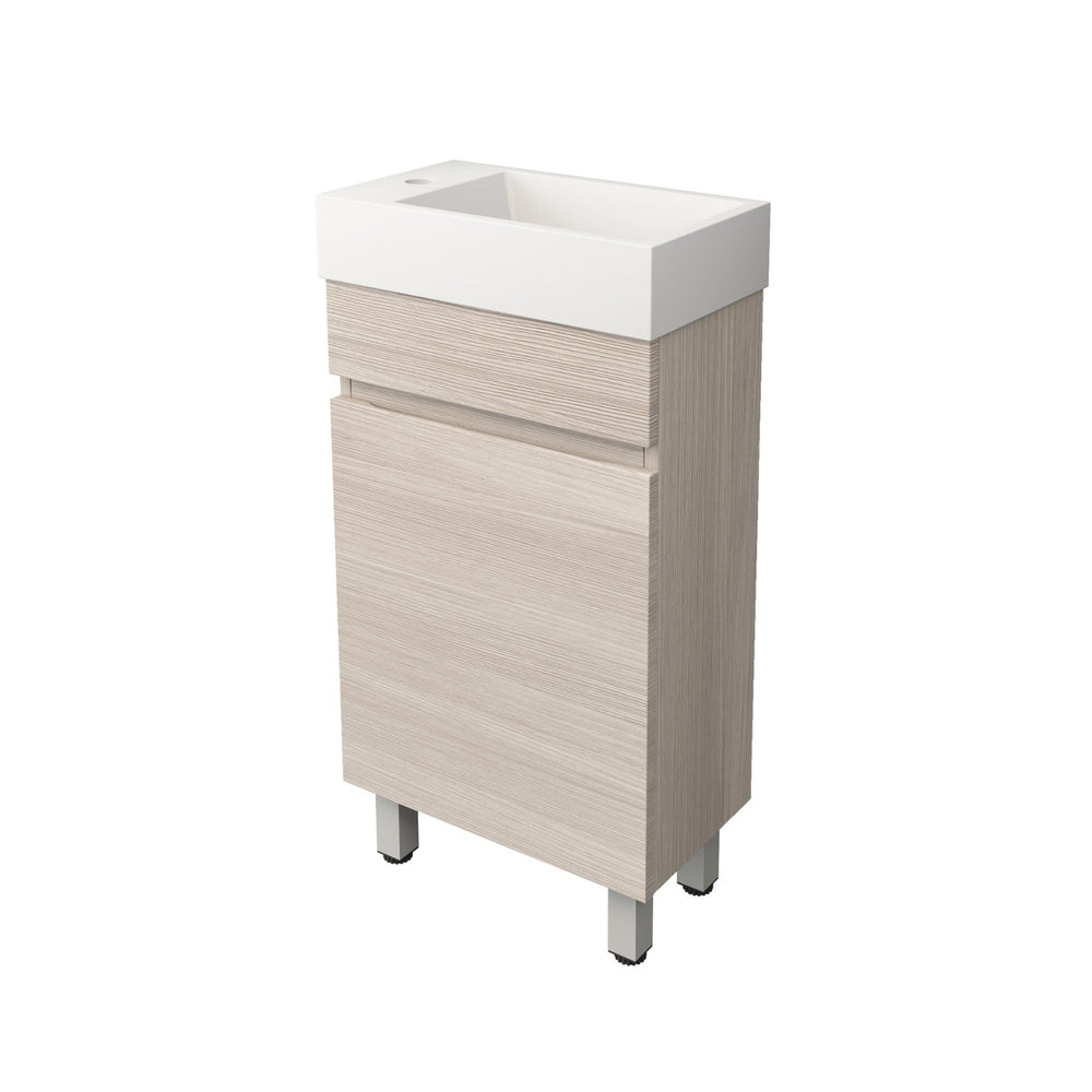 LUKKA CAMDEN MODERN COASTAL OAK 450MM SPACE SAVING SINGLE BOWL FLOOR STANDING VANITY