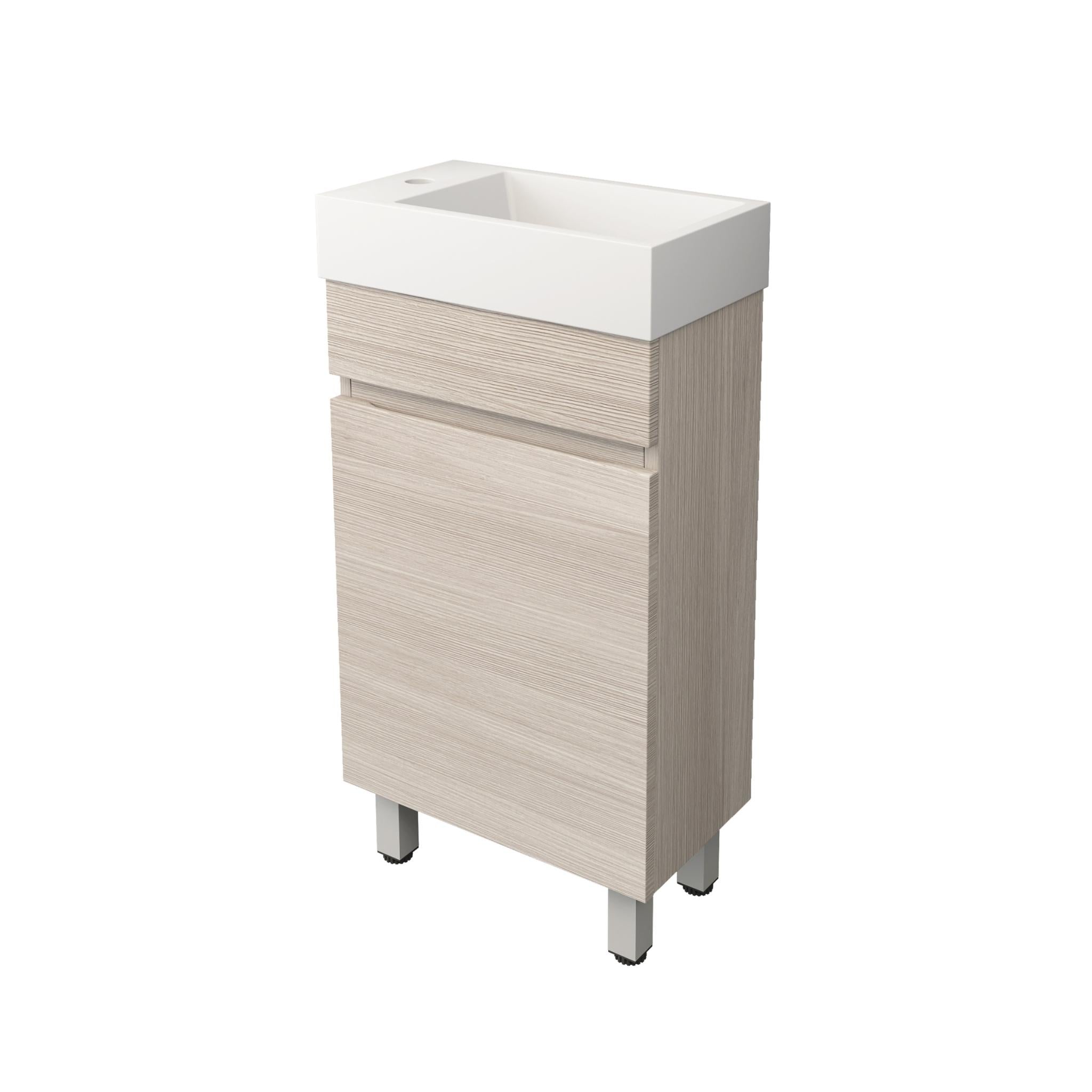LUKKA CAMDEN MODERN COASTAL OAK 450MM SPACE SAVING SINGLE BOWL FLOOR STANDING VANITY