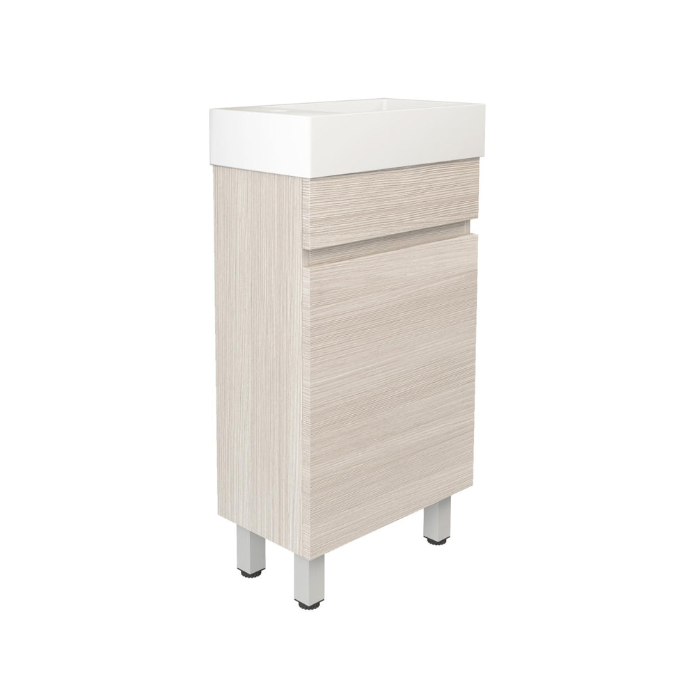 LUKKA CAMDEN MODERN COASTAL OAK 450MM SPACE SAVING SINGLE BOWL FLOOR STANDING VANITY