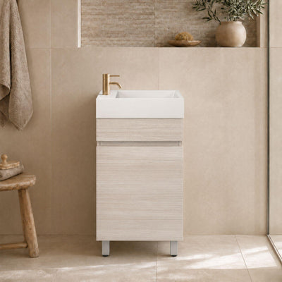 LUKKA CAMDEN MODERN COASTAL OAK 450MM SPACE SAVING SINGLE BOWL FLOOR STANDING VANITY