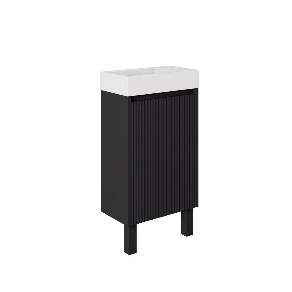 LUKKA CRETE MINI MATTE BLACK 450MM SPACE SAVING SINGLE BOWL FLOOR STANDING VANITY
