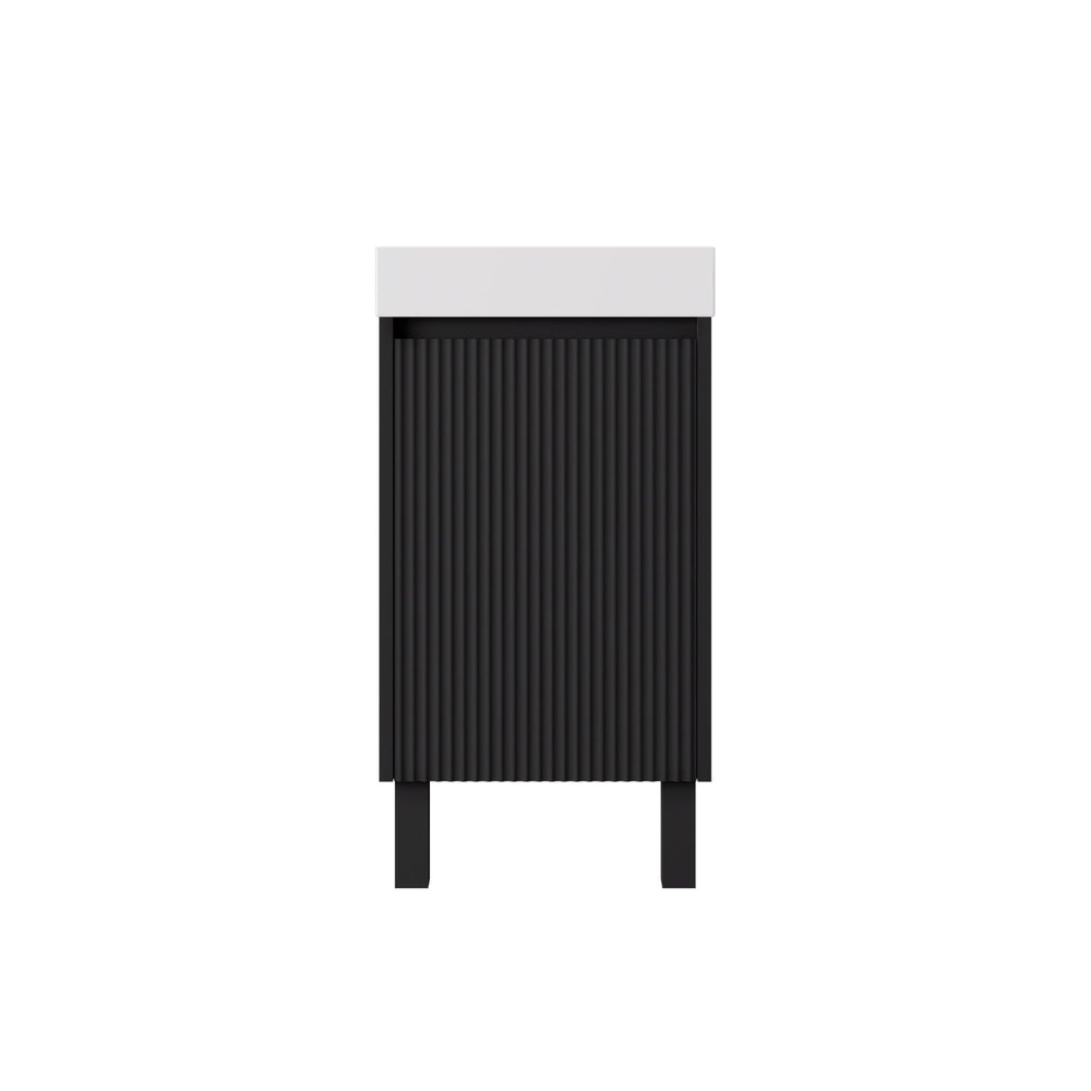 LUKKA CRETE MINI MATTE BLACK 450MM SPACE SAVING SINGLE BOWL FLOOR STANDING VANITY