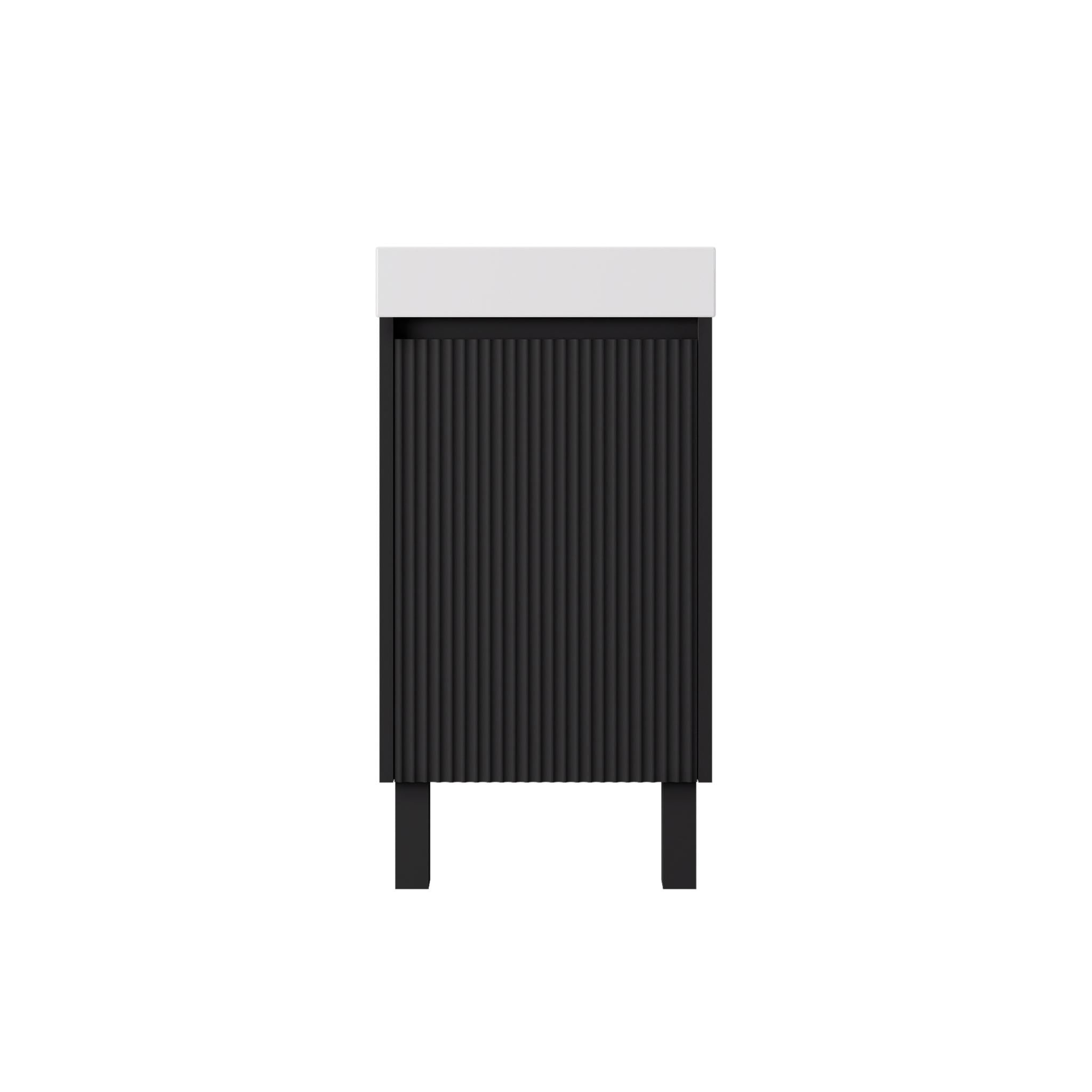 LUKKA CRETE MINI MATTE BLACK 450MM SPACE SAVING SINGLE BOWL FLOOR STANDING VANITY