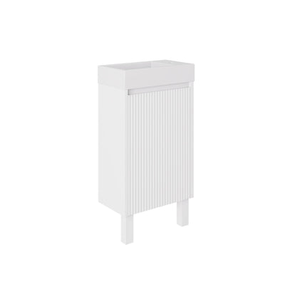 LUKKA CRETE MINI MATTE WHITE 450MM SPACE SAVING SINGLE BOWL FLOOR STANDING VANITY