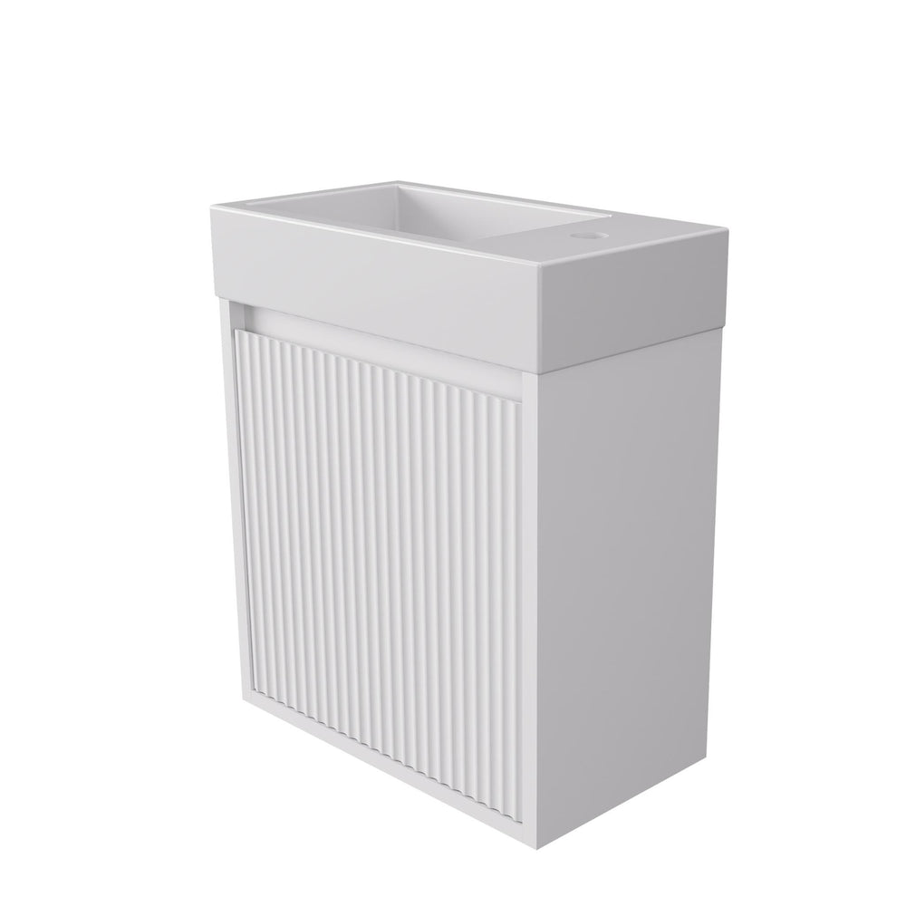 LUKKA CRETE MINI MATTE WHITE 450MM SPACE SAVING SINGLE BOWL WALL HUNG VANITY