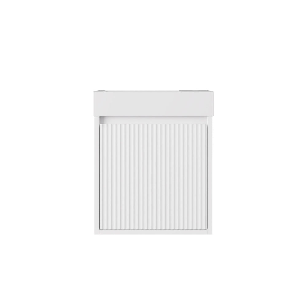 LUKKA CRETE MINI MATTE WHITE 450MM SPACE SAVING SINGLE BOWL WALL HUNG VANITY