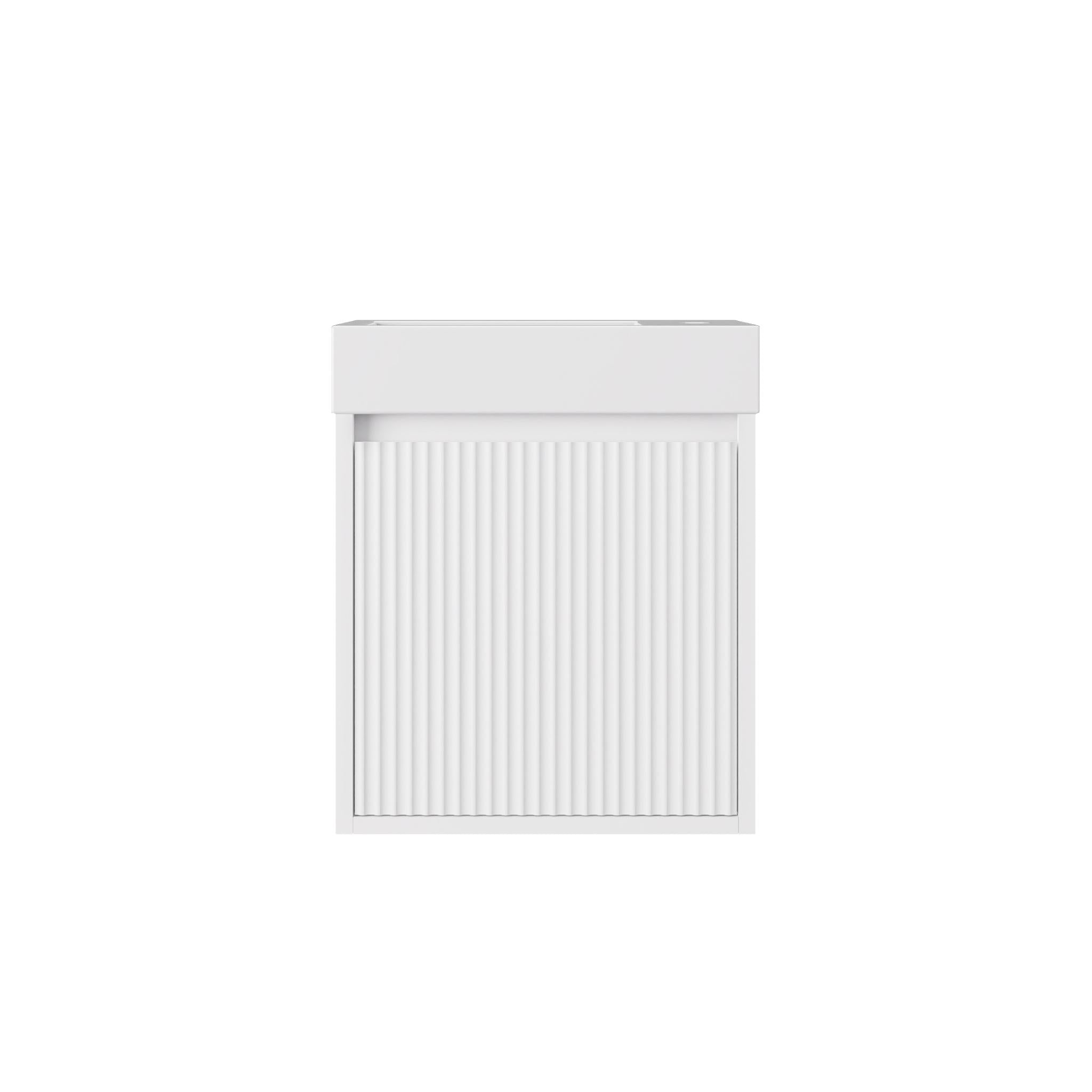 LUKKA CRETE MINI MATTE WHITE 450MM SPACE SAVING SINGLE BOWL WALL HUNG VANITY